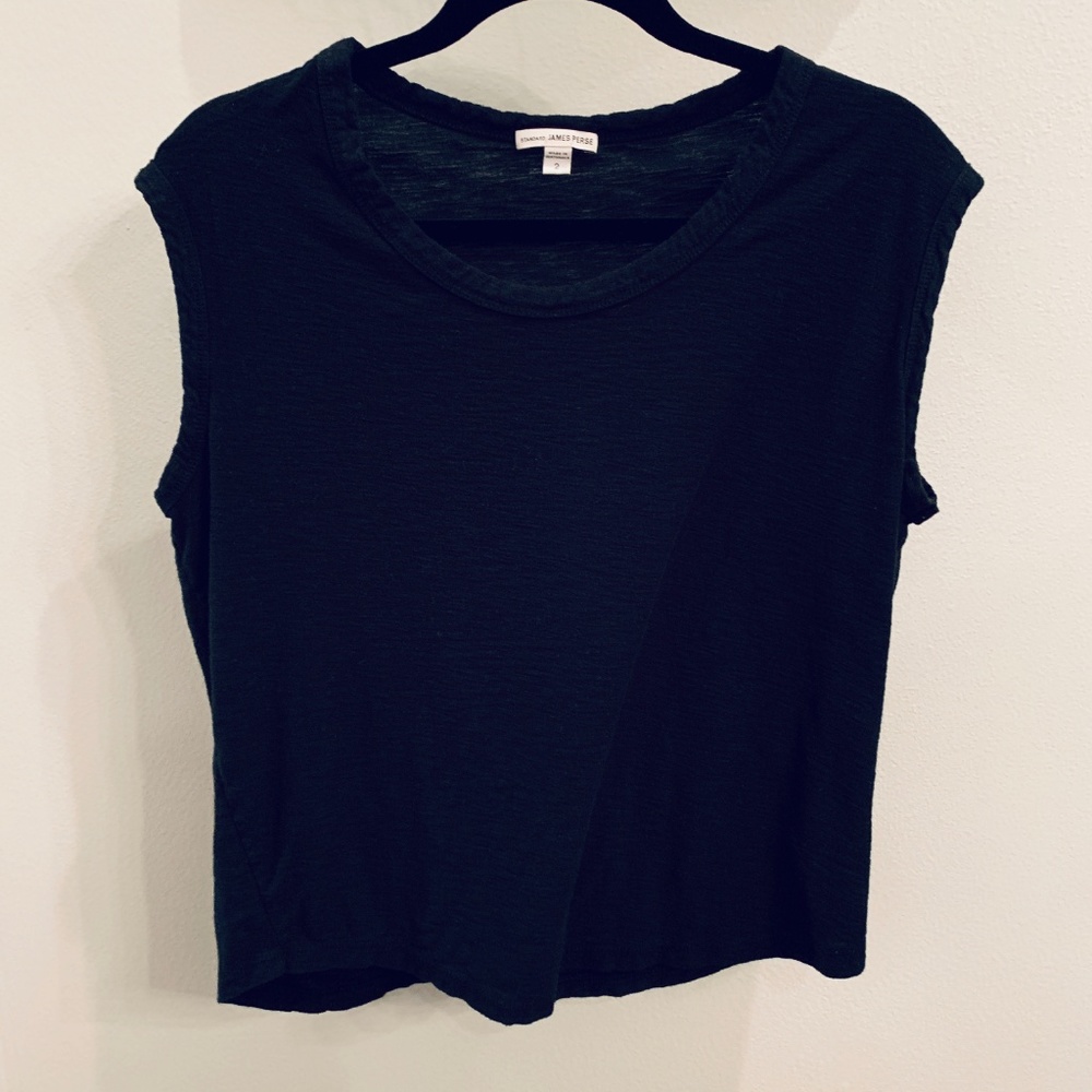 James Perse Black Cotton Modal Muscle Tee - 2/M